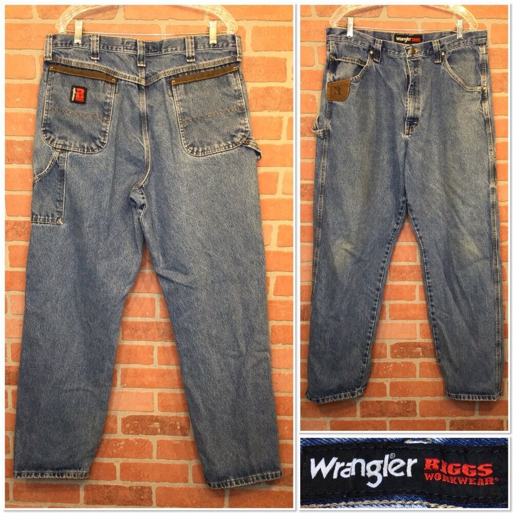 Wrangler Riggs Workwear Mens Carpenter Jeans 38 X 34 Relaxed Fit Denim Blue